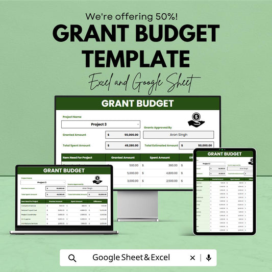 Grant Budget Template | Grant Proposal Budget Spreadsheet | Nonprofit Budget Planner | Funding Expense Tracker