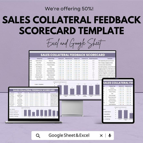 Sales Collateral Feedback Scorecard Template | Marketing Collateral Review Sheet | Sales Material Assessment | Feedback and Scoring Template