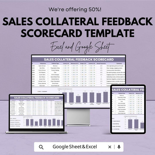 Sales Collateral Feedback Scorecard Template | Marketing Collateral Review Sheet | Sales Material Assessment | Feedback and Scoring Template