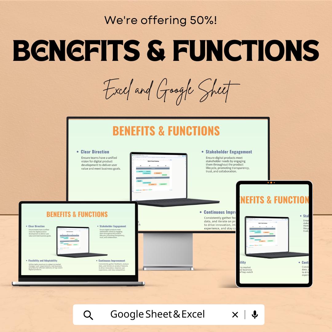 Digital Product Roadmap Sheet | Excel and Google Sheet | Roadmap Template for Digital Product Development | Project Timeline Planner