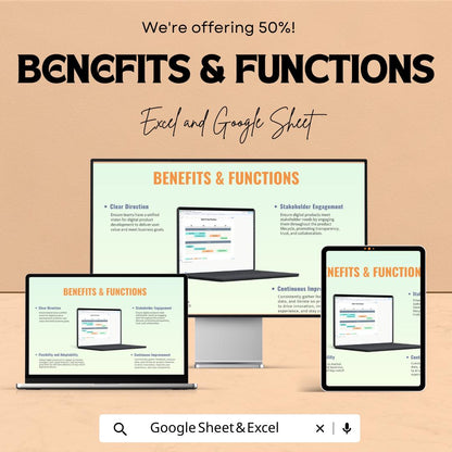 Digital Product Roadmap Sheet | Excel and Google Sheet | Roadmap Template for Digital Product Development | Project Timeline Planner