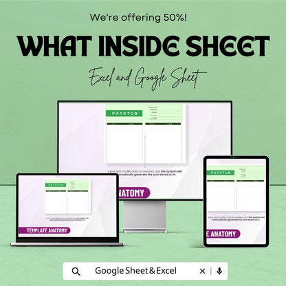 Blank Paystub Template | Payroll Stub Spreadsheet | Employee Paycheck Template | Excel & Google Sheets | Salary Payslip Tracker Sheet