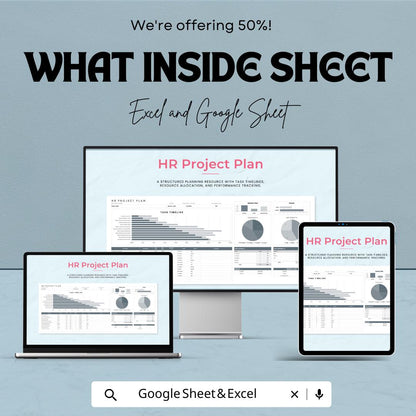 HR Project Plan Sheet for Excel & Google Sheets | HR Planning Template | Task Timeline | Budget Tracking | Resource Allocation