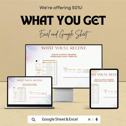 Health and Safety Training Compliance Audit Template Excel Google Sheets, Safety Compliance Checklist, Workplace Safety Audit Spreadsheet