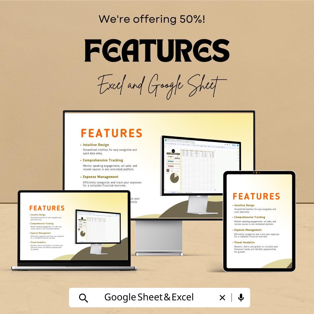 Marketing Speaker & Artist Payment Tracker Template | Income and Expense sheet | Finance Tracker | Event Payment Log | Digital Download