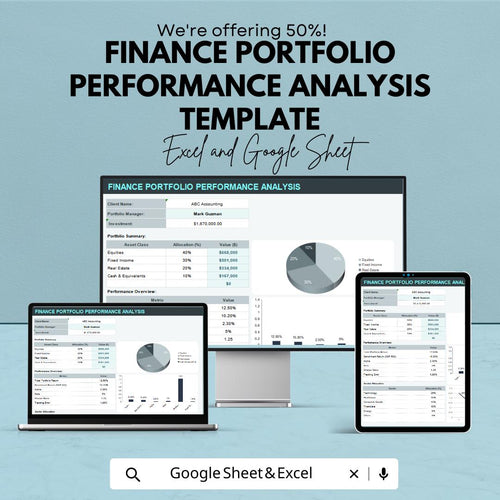 Finance Portfolio Performance Analysis Template | Investment Performance Tracker | Portfolio Metrics Dashboard | Excel & Google Sheets