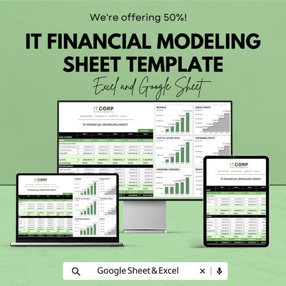 IT Financial Modeling Template,  Revenue Forecast, Financial Projection, IT Budget Planner, Profit & Cost Model