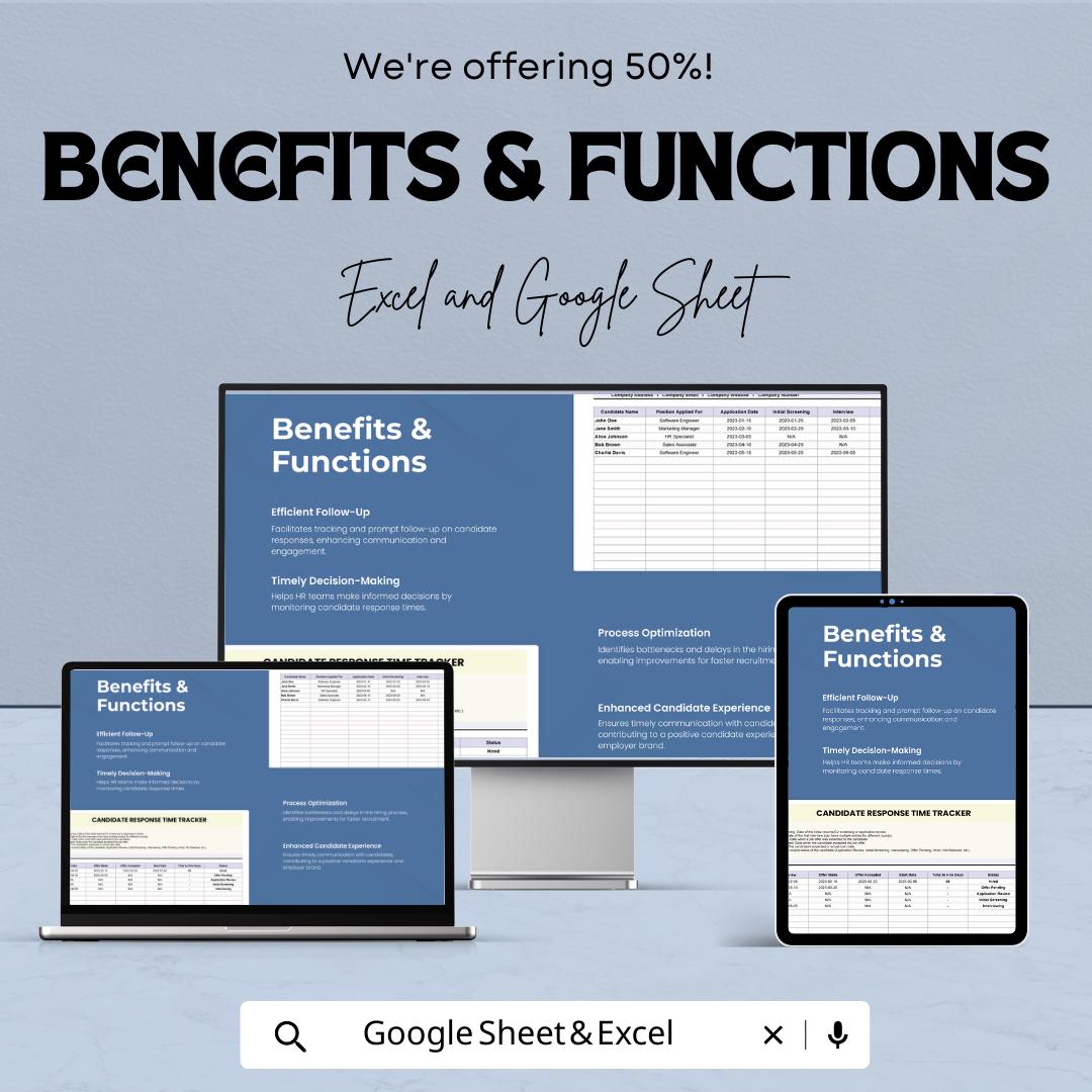 Candidate Response Time Tracker HR Template Excel & Google Sheets | Recruitment Response Tracker | Hiring Process Spreadsheet