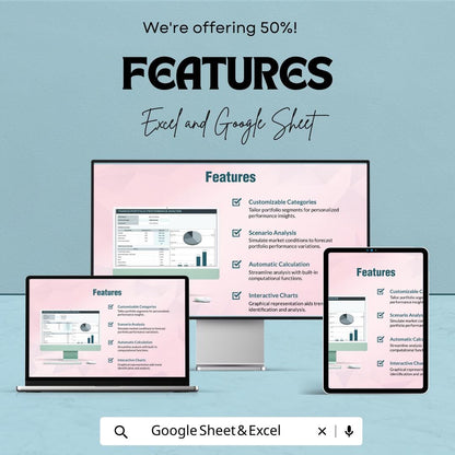 Finance Portfolio Performance Analysis Template | Investment Performance Tracker | Portfolio Metrics Dashboard | Excel & Google Sheets