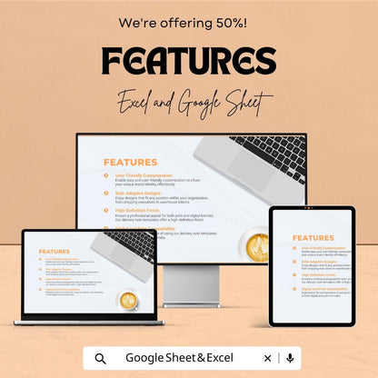 Shipping Delivery Note Template | Excel & Google Sheets | Printable Packing Slip | Delivery Receipt Form | Editable Business Document