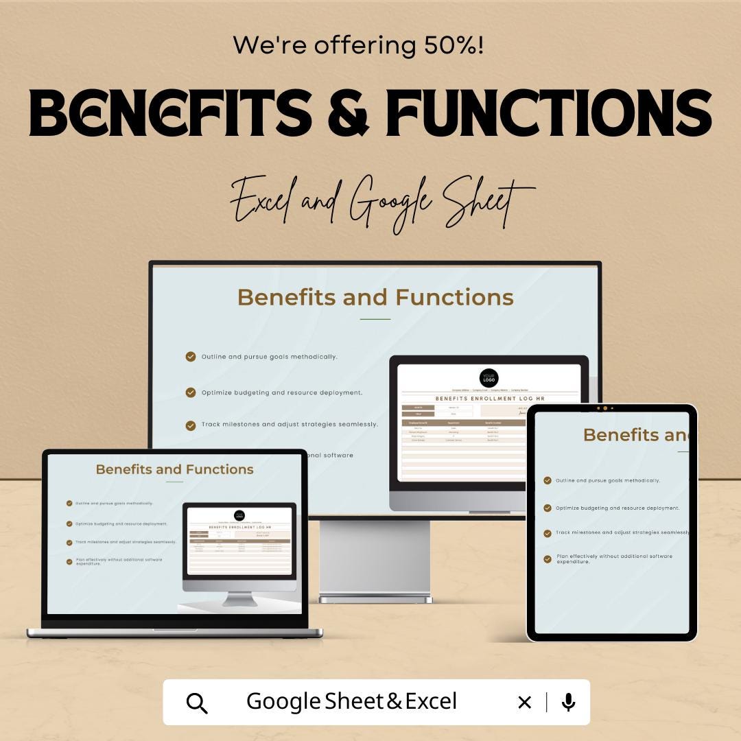Benefits Enrollment Log HR Template |  Employee Benefits Tracker | HR Benefits Management Spreadsheet | Benefits Tracking Log