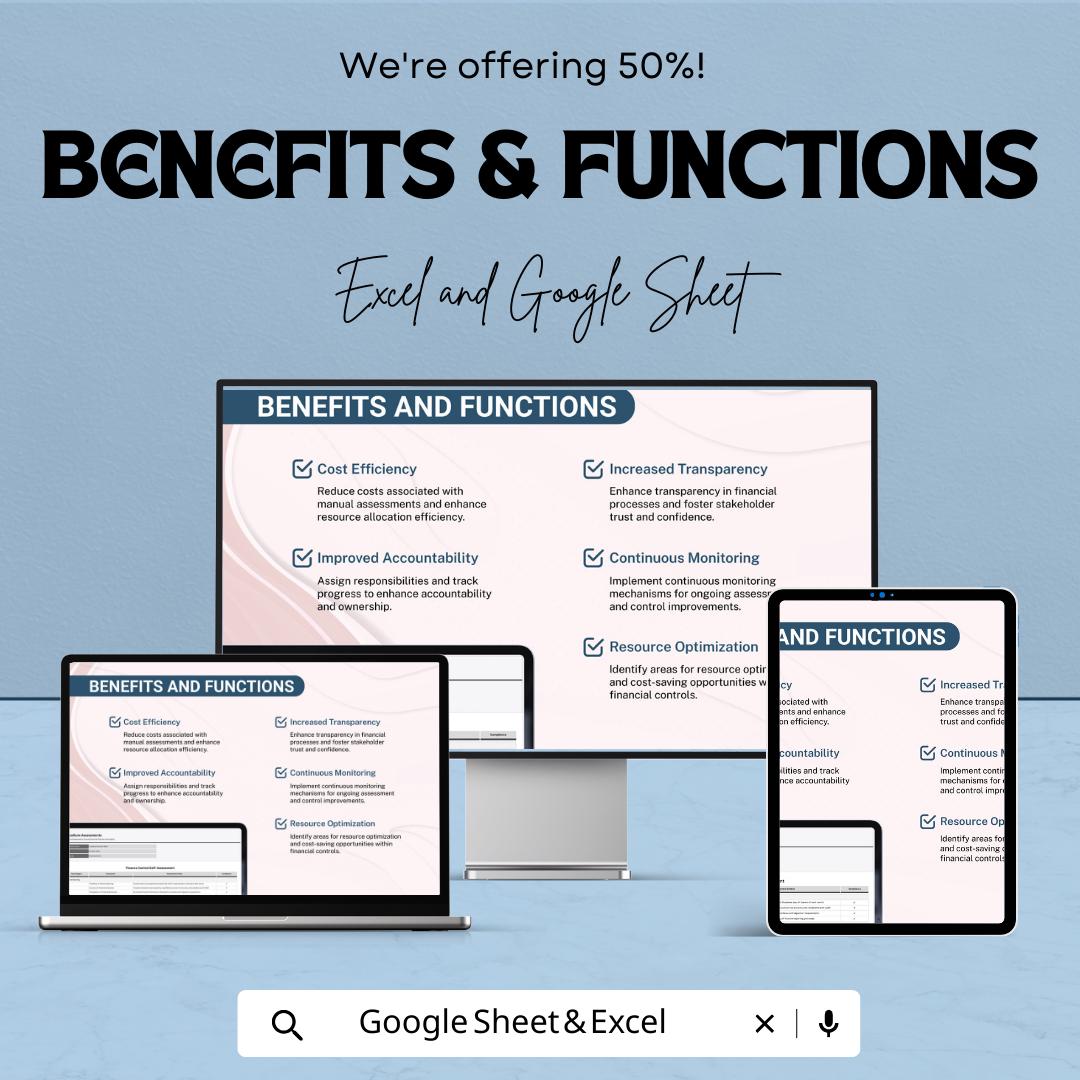 Finance Control Self Assessment Template, Internal Control Checklist, Financial Audit Tool, Compliance Spreadsheet, Excel Google Sheets