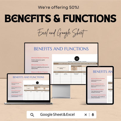 Workplace Wellness Program Participation Tracker HR Sheet – Excel & Google Sheets Template | Employee Health Tracking | 50% Off