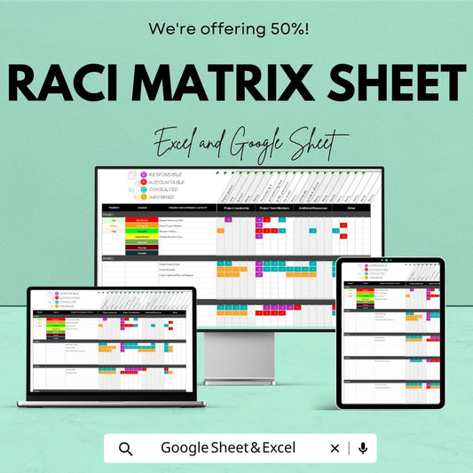 RACI Matrix Sheet | Excel and Google Sheets Template | Project Management, Role Clarity & Team Accountability | Instant Download