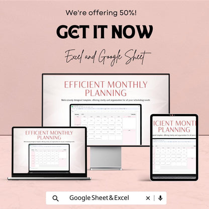 Days of the Month Calendar Template | 2024 Excel and Google Sheets | Monthly Planner & Organizer | Customizable Calendar Template