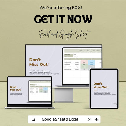 Professional Checklist Sheet | Google Sheets and Excel | Task & Project Tracker | Editable To-Do Planner | Business Checklist Template