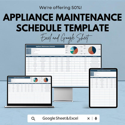 Appliance Maintenance Schedule Template | Home Maintenance Tracker | Equipment Maintenance Log | Preventive Maintenance Planner
