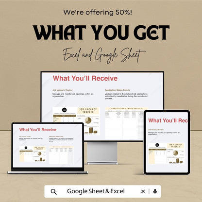 Job Vacancy Tracker HR Sheet | Excel & Google Sheets | Recruitment Dashboard | Hiring Tracker | Editable Template | Instant Download