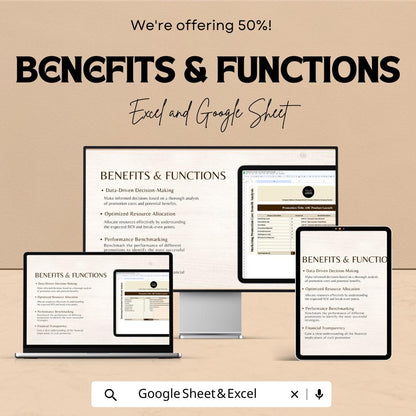Marketing Promotion Cost-Benefit Analysis Template | Excel & Google Sheets | Promotion ROI Calculator | Marketing Cost Analysis Tool