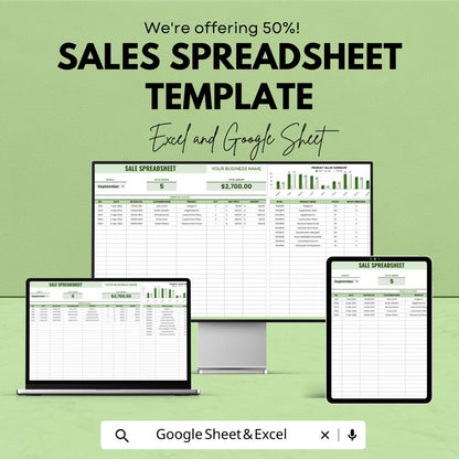 Sales Spreadsheet Template | Sales Tracker and Order Management Sheet | Excel & Google Sheets