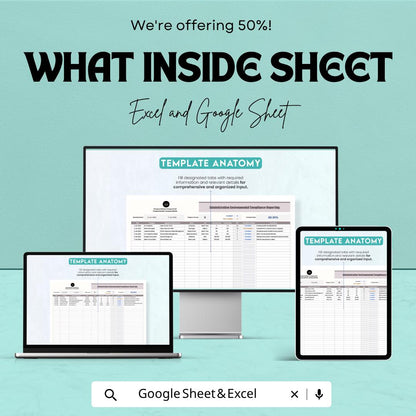 Administration Environmental Compliance Reporting Template | Environmental Compliance Spreadsheet | Excel & Google Sheets Compliance Tracker