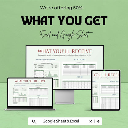 Travel Agency Budget Template, Business Budget Spreadsheet, Expense Tracker, Google Sheets & Excel, Small Business Finance Planner