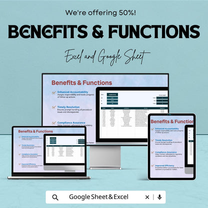 Financial Procedure Follow-Up Action Template | Compliance Action Tracker | Audit Follow Up Log | Excel & Google Sheets