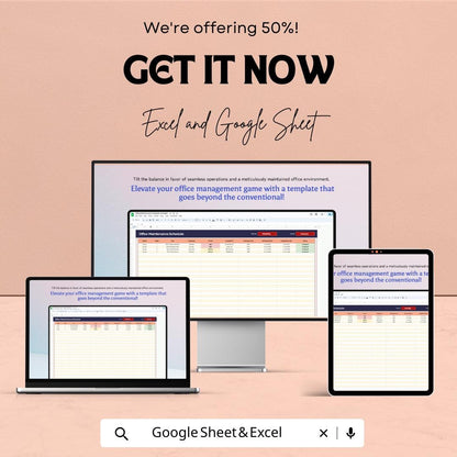Office Maintenance Schedule Sheet | Excel & Google Sheet | Detailed Maintenance Planner | Office Task Management Template | Easy to Use