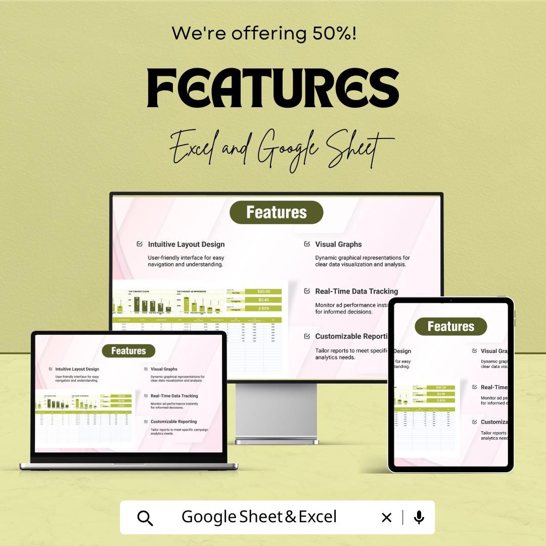 Advertising Programmatic Media Buying Log Sheet - Track Ad Campaign Performance in Excel & Google Sheets