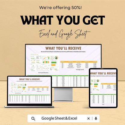 Business Scorecard Template | KPI Dashboard Spreadsheet | Business Performance Tracker | Sales Analytics Dashboard | Metrics Report Sheet