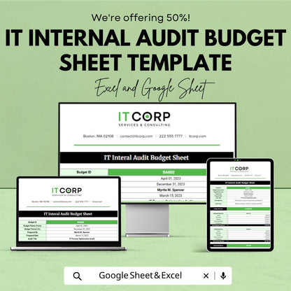IT Audit Budget Template | Internal Audit Budget Spreadsheet | Audit Planning Excel | IT Audit Tracker | Google Sheets Budget Template