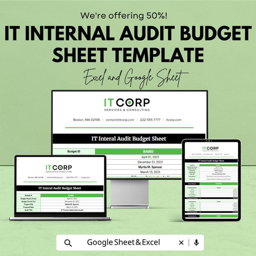IT Audit Budget Template | Internal Audit Budget Spreadsheet | Audit Planning Excel | IT Audit Tracker | Google Sheets Budget Template
