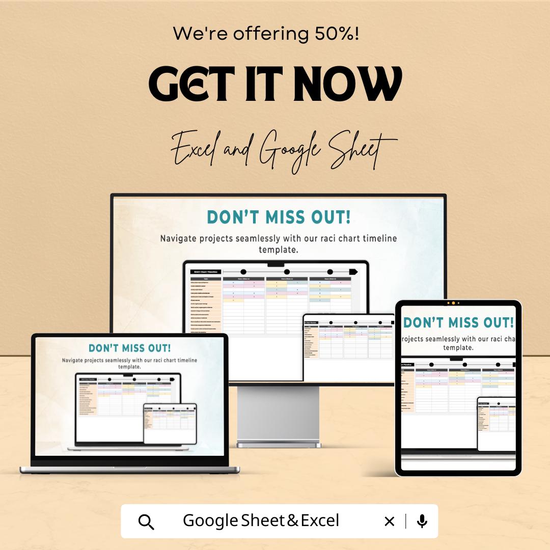 RACI Chart Timeline Sheet | Excel and Google Sheets Template | Project Management, Task Assignment & Team Collaboration | Instant Download