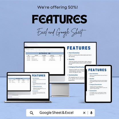 Inventory Template | Stock Tracker | Product Management Spreadsheet | Small Business Inventory Log | Stock Control Sheet