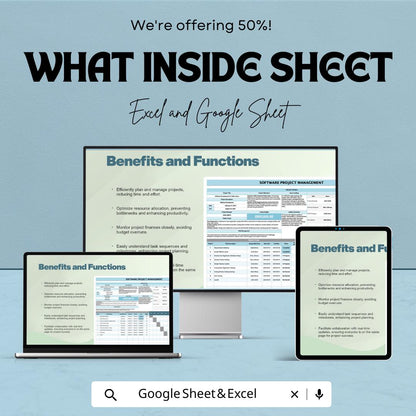 Software Project Management Template | Excel & Google Sheets Project Planner | Project Timeline Tracker | Task Management Spreadsheet