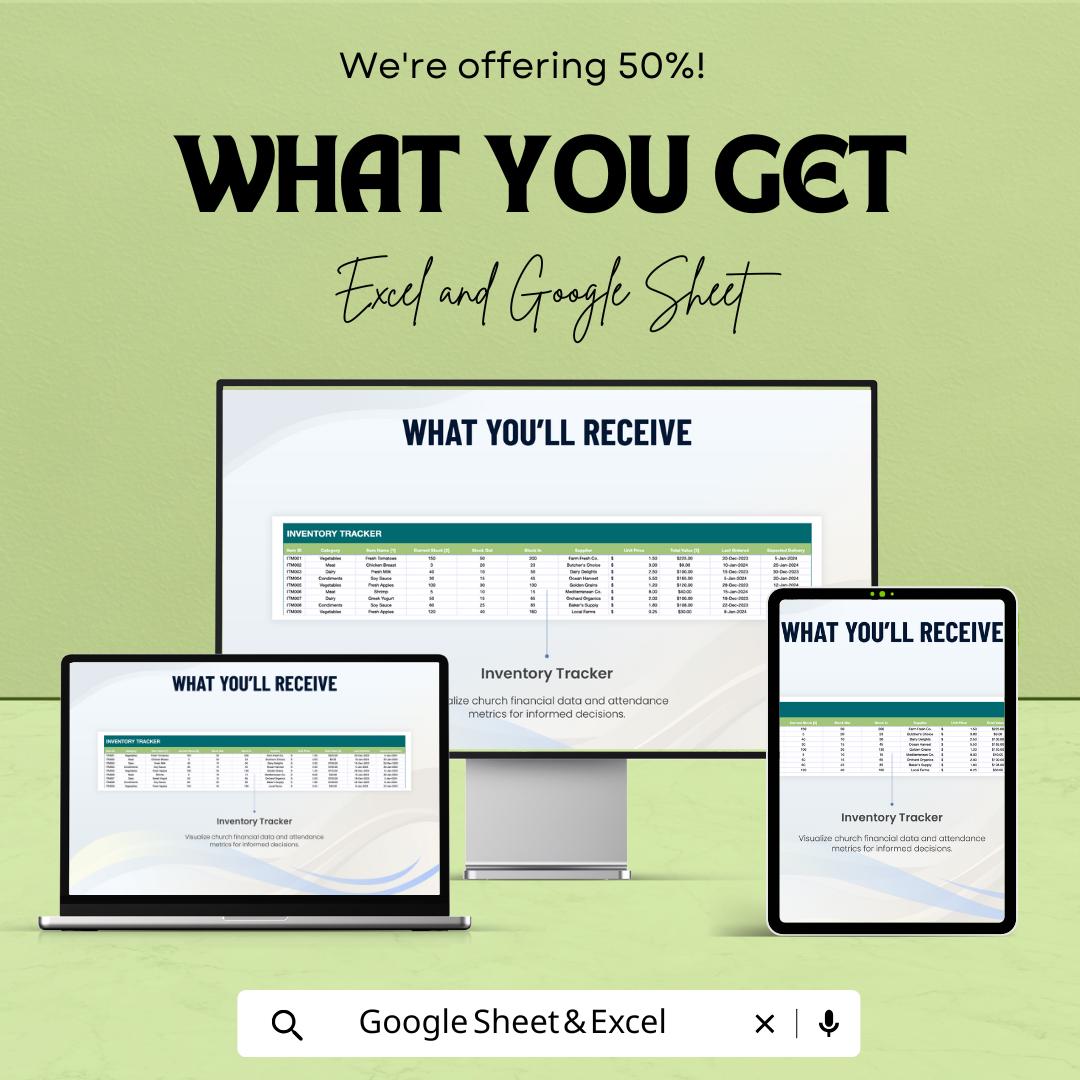 Inventory Workbook | Excel and Google Sheets Template for Inventory Management | Stock Tracking & Valuation Workbook