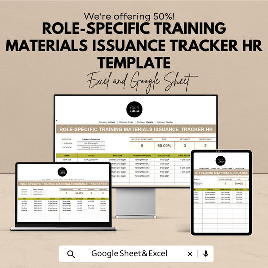 Role-Specific Training Materials Issuance Tracker HR Template | Employee Training Tracker | Excel & Google Sheets