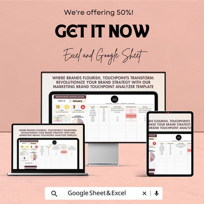Marketing Brand Touchpoint Analyzer Sheet | Excel and Google Sheets Template for Brand Strategy | Customer Interaction Tracking & Analysis |