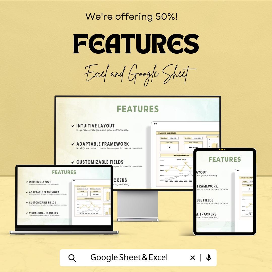 Planning Timeline Sheet | Project Dashboard Template | Task Tracker & Schedule | Visual Gantt Style Planner | Instant Download