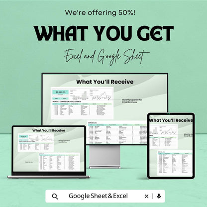 Monthly Expense for Small Business Sheet | Budget Tracking Excel & Google Sheets Template | Expense Log for Small Business |