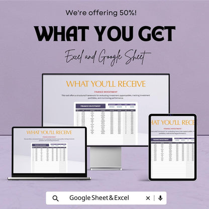 Finance Investment Template | Investment Tracker Spreadsheet | ROI Calculator | Investment Portfolio Management