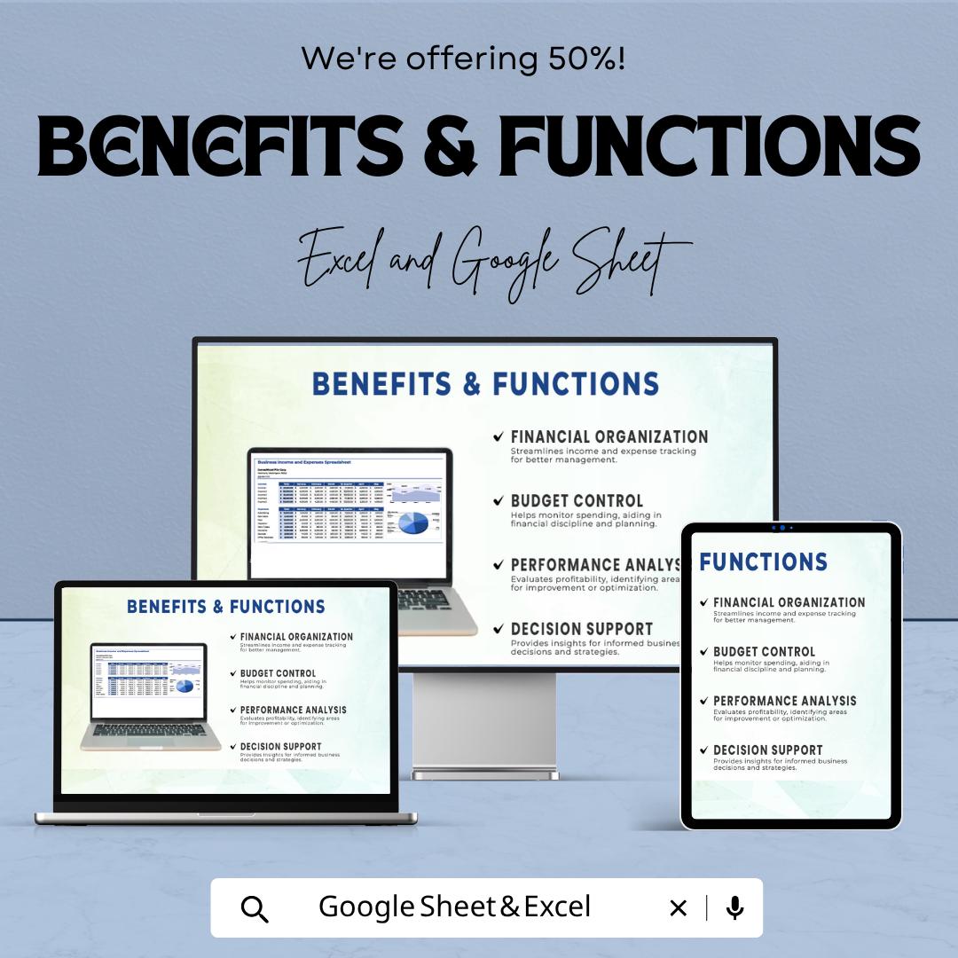 Small Business Income and Expenses Spreadsheet | Profit Loss Tracker Template | Business Budget Planner | Expense and Revenue Log
