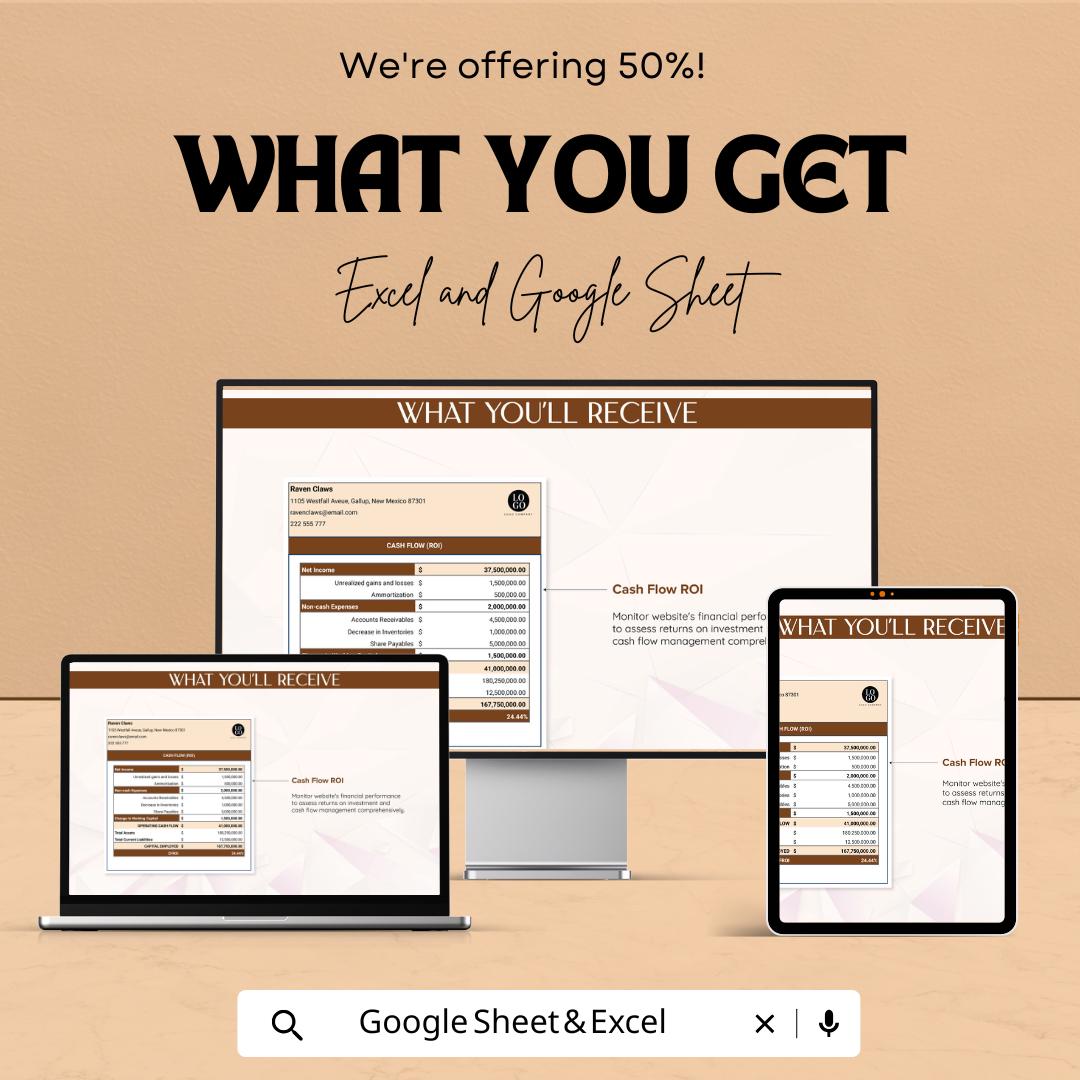 Website ROI Analysis Template | Website Performance ROI Calculator | Web Analytics Spreadsheet | Digital Download