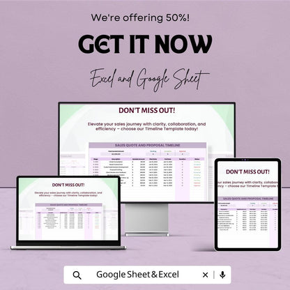 Sales Quote & Proposal Timeline Sheet | Google Sheets Template | Track Quotes, Proposals and Milestones | Customizable Project Management