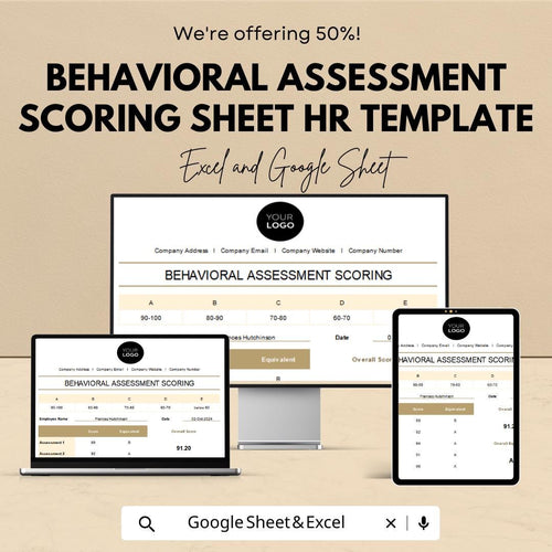 Behavioral Assessment Scoring Sheet HR Template | Excel & Google Sheets Employee Evaluation Tool | Performance Scoring Dashboard