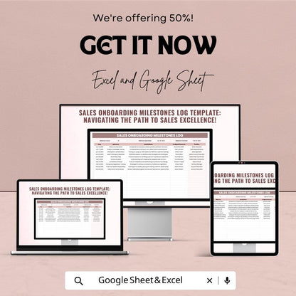 Sales Onboarding Milestones Log Template | Excel & Google Sheets | Sales Training Tracker | Employee Onboarding Progress Log
