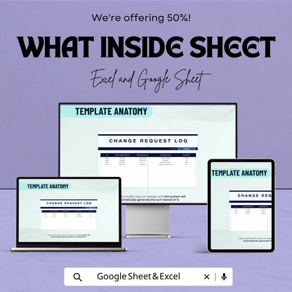 Change Request Log Template | Project Change Tracker | Budget Management Spreadsheet | Excel & Google Sheets Template | Project Management