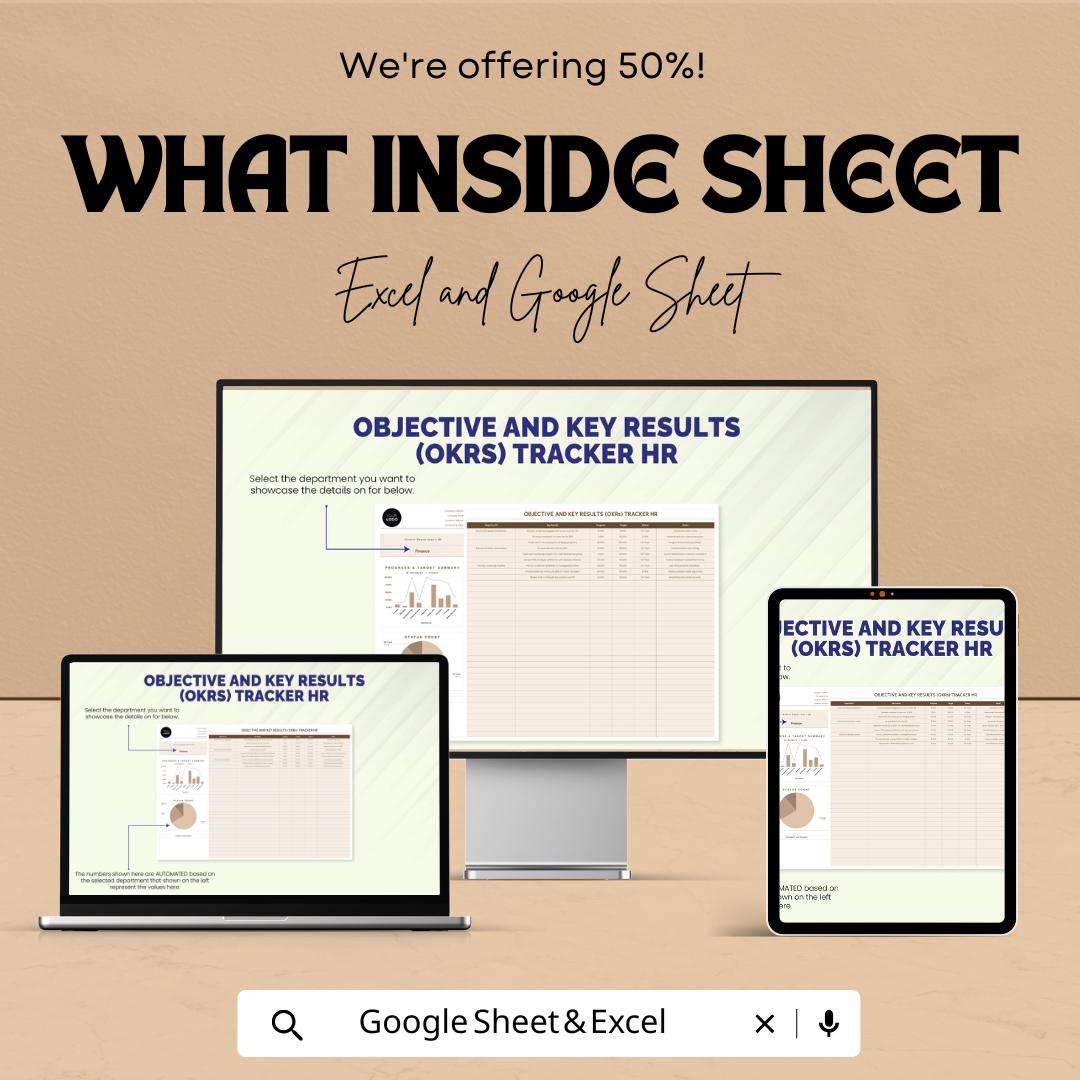 Objective and Key Results OKRs Tracker HR Template | Employee Goal Tracking Sheet | Excel & Google Sheets OKR Dashboard
