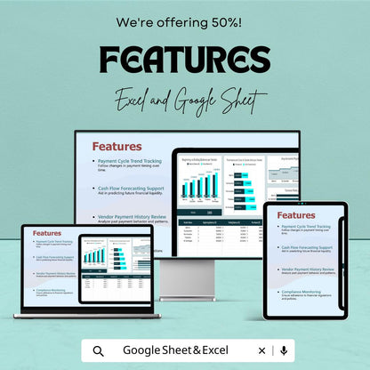Finance Accounts Payable Turnover Analysis Template | AP Turnover Ratio Dashboard | Accounts Payable Analysis | Excel & Google Sheets