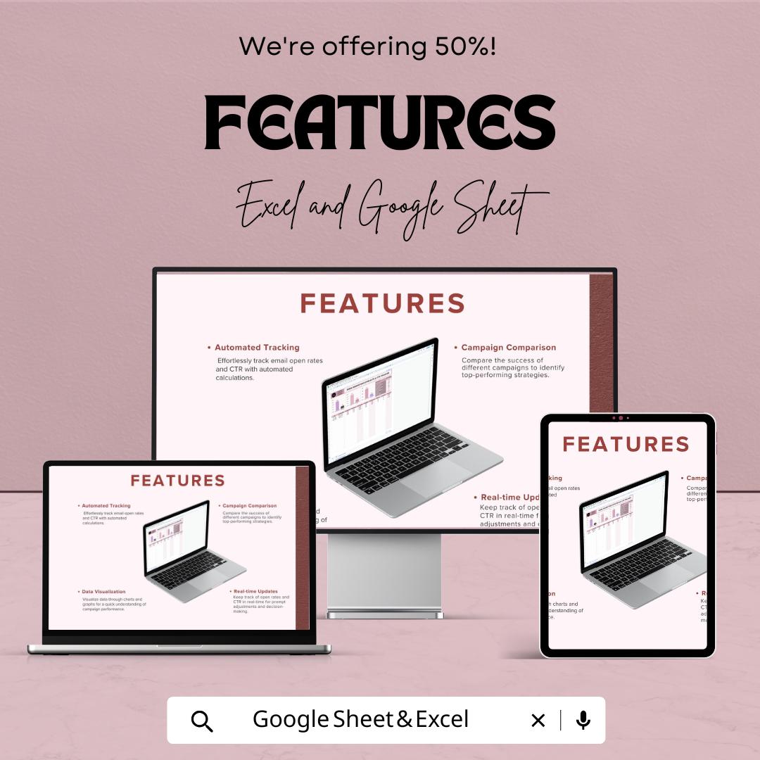 Email Marketing Open Rate and CTR Tracker Template | Email KPIs Dashboard | Click Through Rate Tracking Sheet